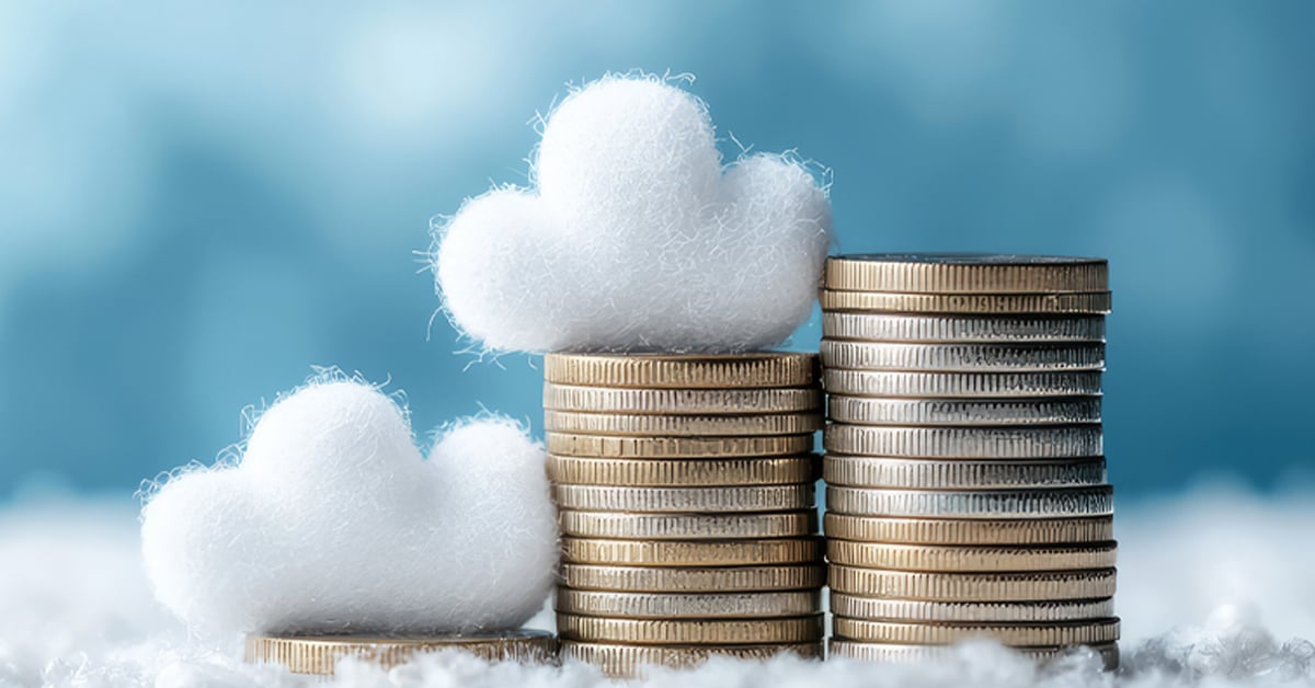 clouds on stacked coins