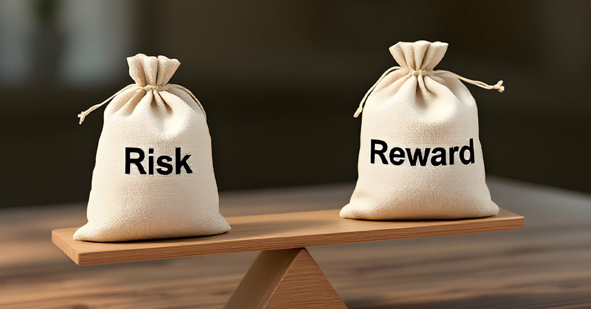 risk and rewards bags on a scale