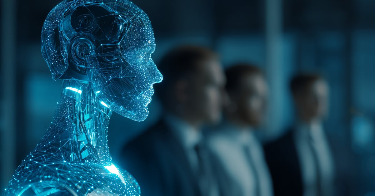 AI Hologram with humans in an office