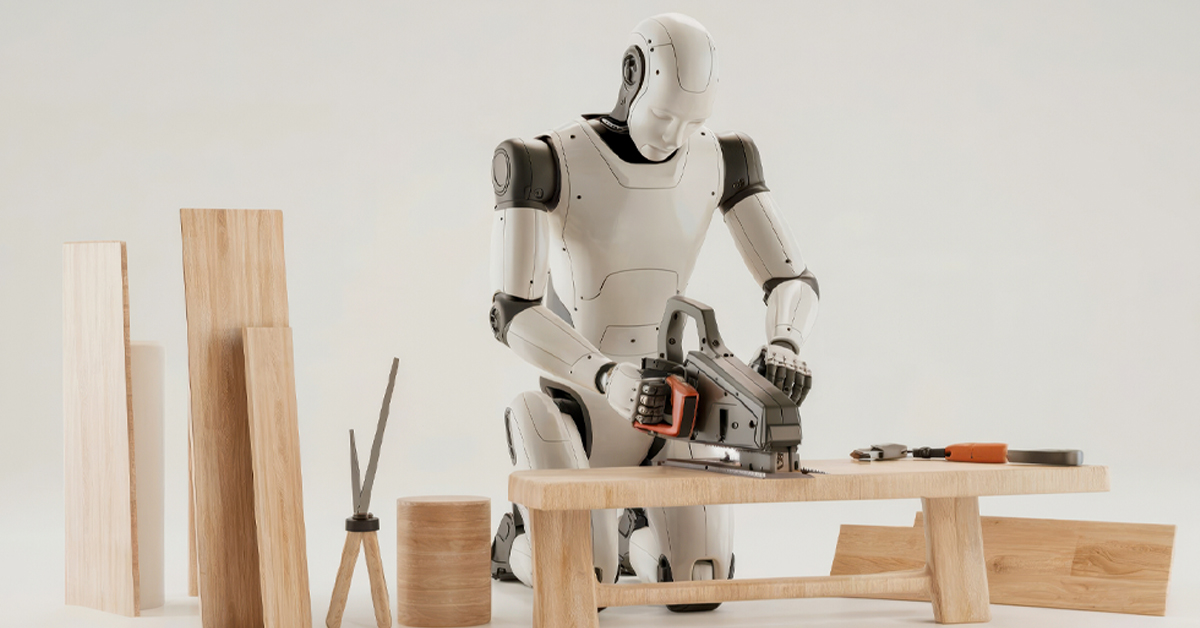 Robot with wood saw