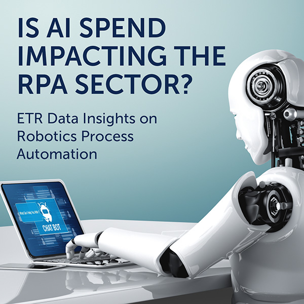 Headline art featuring a robot using a chat bot: Is AI Spend Impacting the RPA Sector?