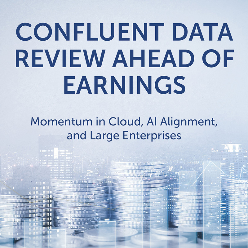 Headline art depicting a city skyline overlaying stacks of coins: Confluent Data Review Ahead of Earnings